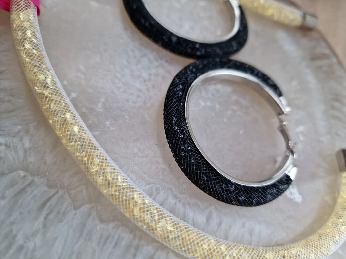 Parure Créoles Cristal Noir Collier Ras De Cou Cristal Champagne - photo numéro 13