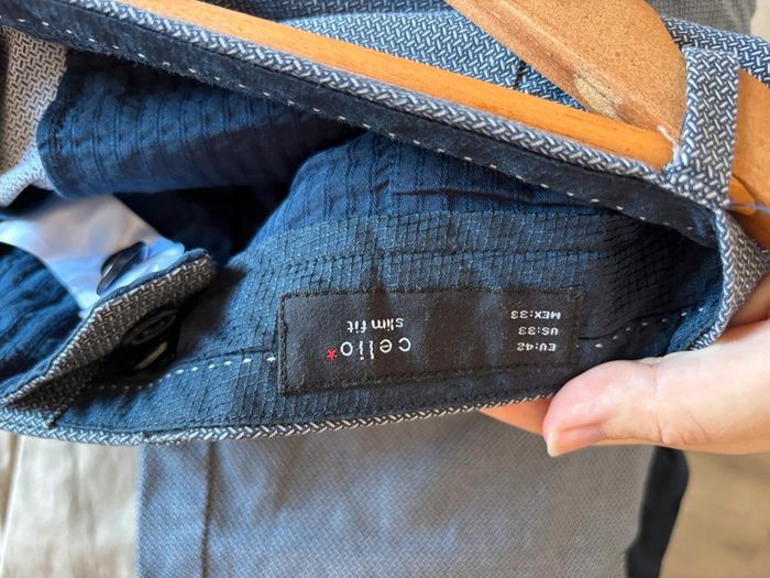 Pantalon de costume bleu/gris motifs légers Celio Taille 42 - photo numéro 7