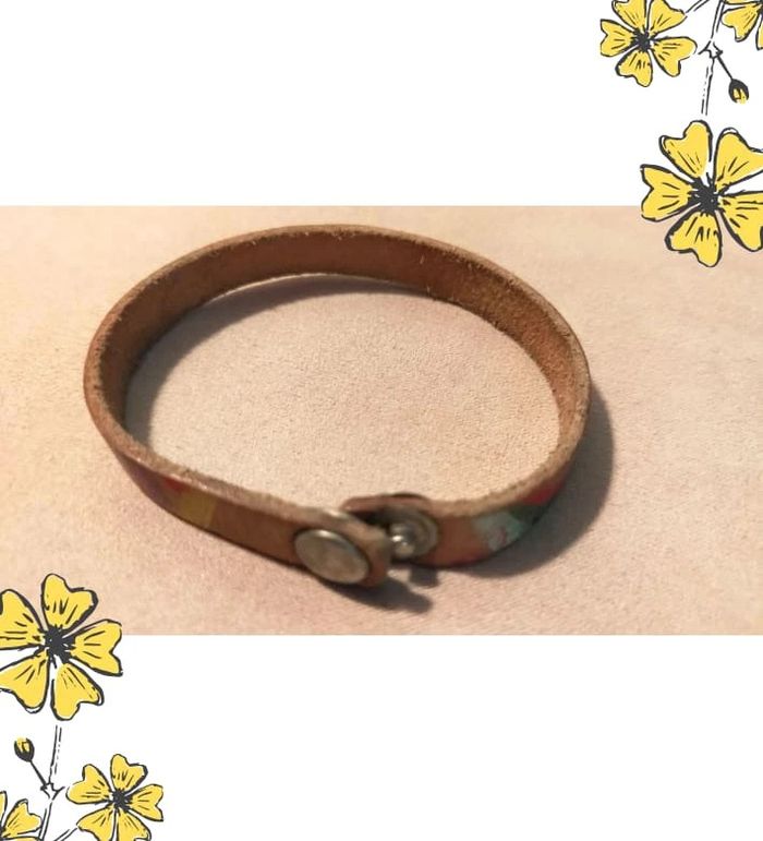 Bracelet en cuir peint à la main – Collection Terres d’Ailleurs - photo numéro 4