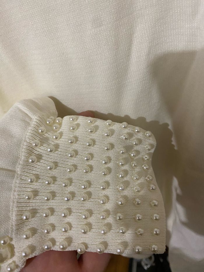 Pull blanc à perles H&M - photo numéro 5