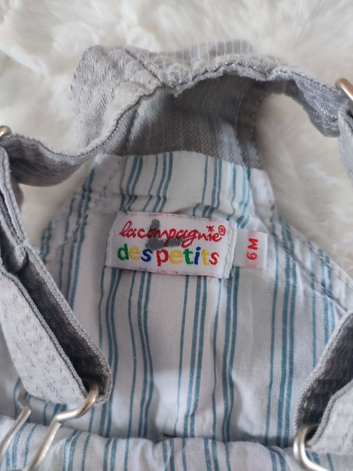 Salopette grise en jeans La compagnie des petits taille 6 mois - photo numéro 2