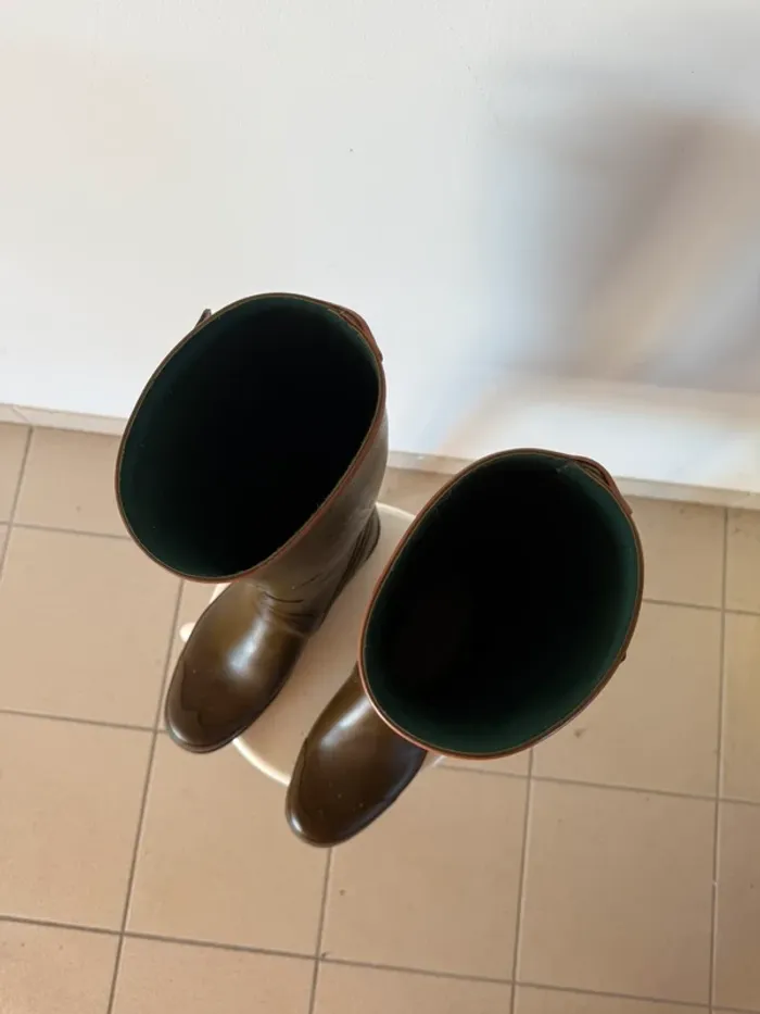 Authentiques bottes marron kaki aigle homme 45 - photo numéro 3