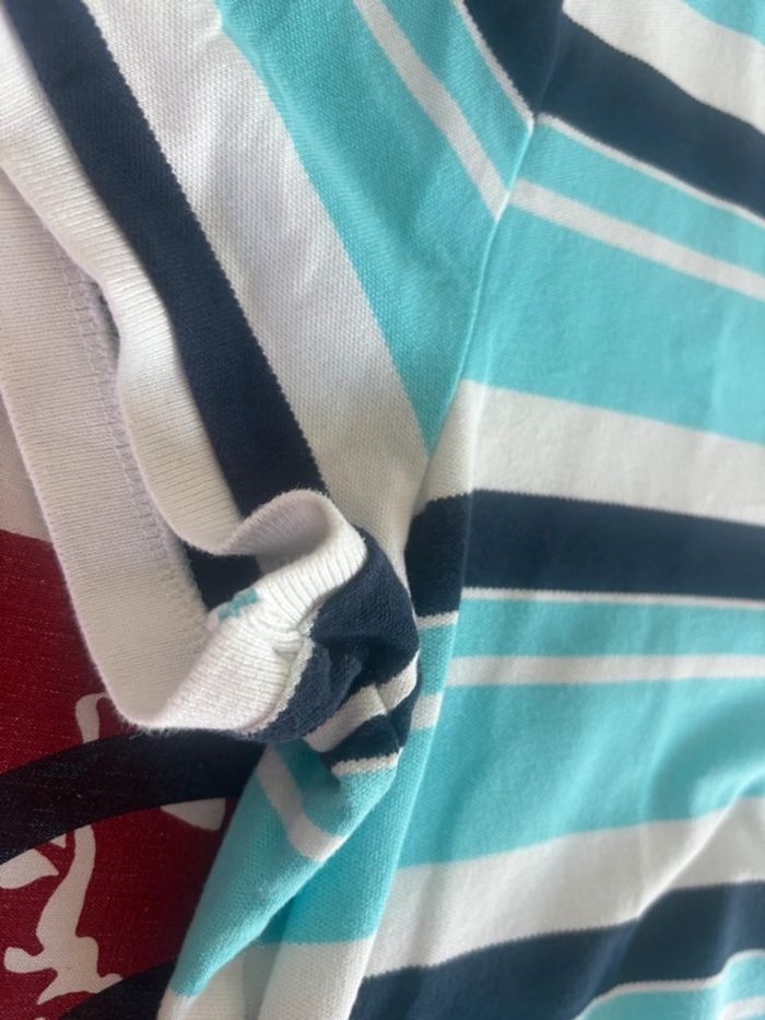 Polo Tommy Hilfiger taille L/XL blanc liserés bleu col V ouvert - photo numéro 12