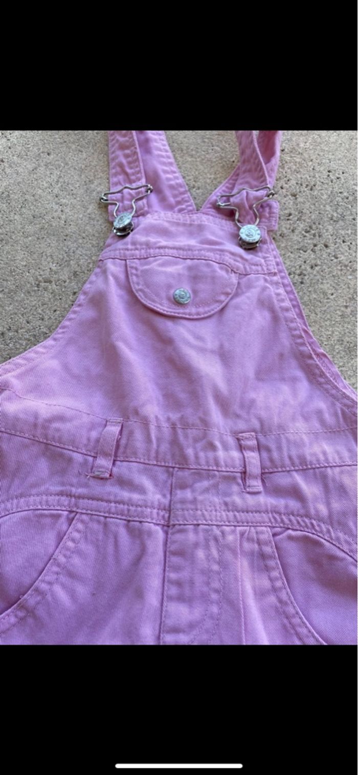 Salopette courte en jeans rose Pocopiano - photo numéro 2