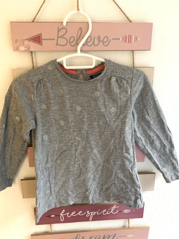 T-shirt fille gris à pois 3 ans kiabi