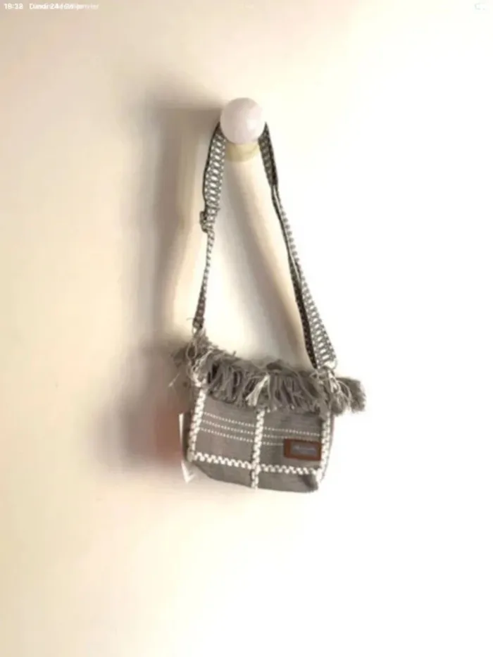 Sac a franges gris Aquarelle neuf avec étiquettes