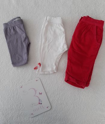 Lot de 3 bas : pantacourt et pantalon 3 mois