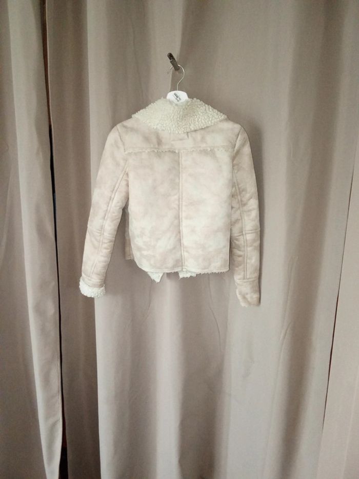 Veste hiver beige suédine et style mouton à l'intérieur Mango taille XS - photo numéro 9