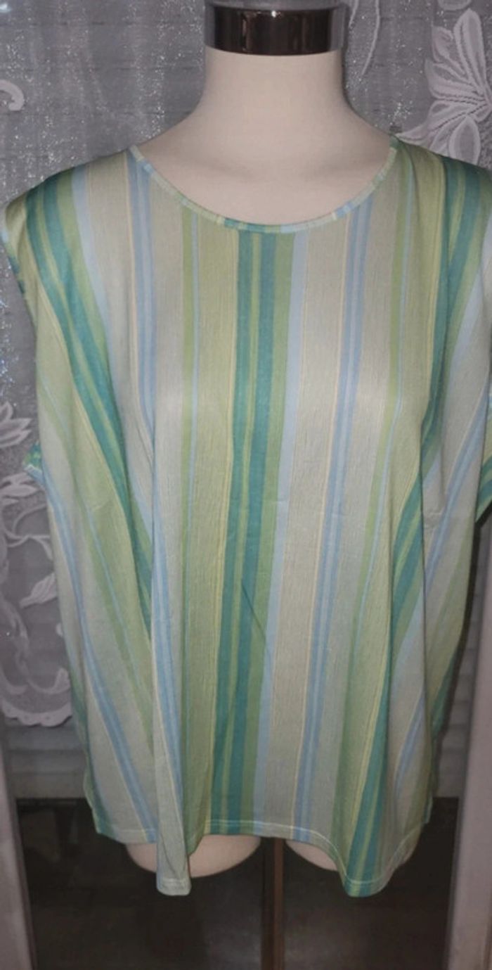 Tee-shirt sans manches à rayures colorées 50