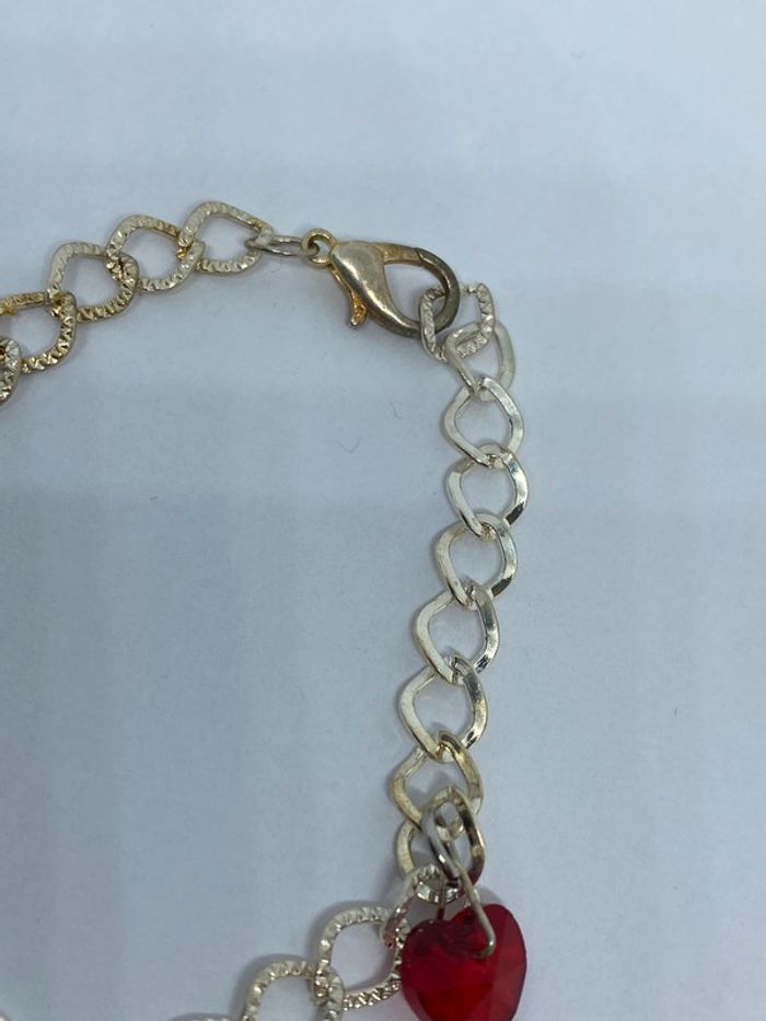 Bracelet fantaisie avec 3 coeurs rouge - photo numéro 7