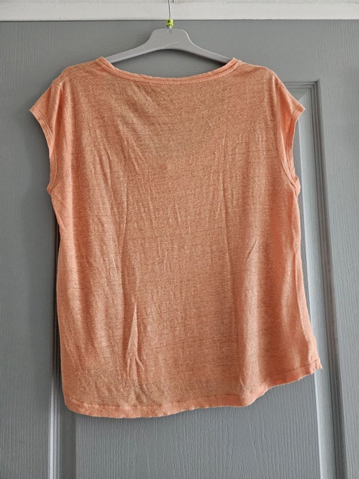 T-shirt débardeur en lin femme - Taille L / 40 - Massimo Dutti - Saumon corail - photo numéro 5