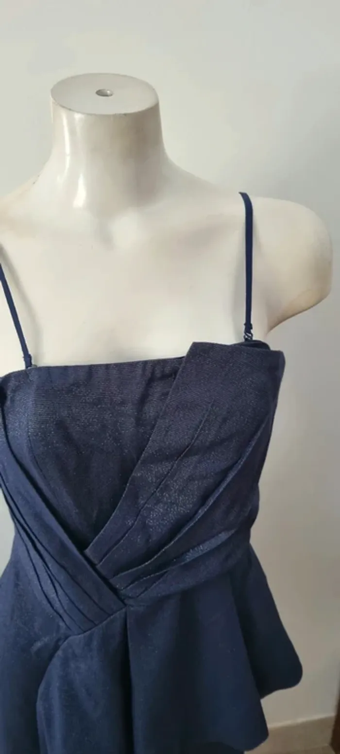 Robe courte bleue marine brillante naf naf cocktail soirée mariage 38 - photo numéro 2