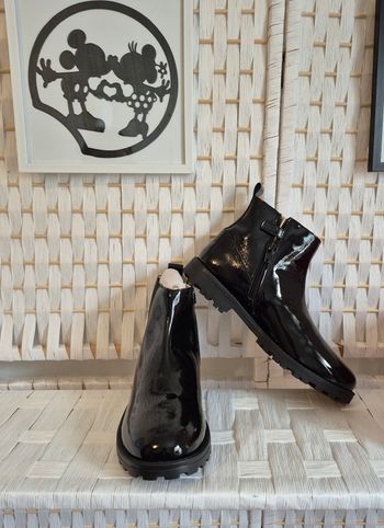 💕Jolie Bottines en cuir noires vernies Kickers groofit fille P38 💕