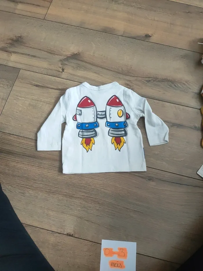T-shirt bébé garçon 0-3 mois original marines - photo numéro 3