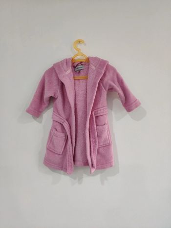 Peignoir polaire à capuche rose 12 mois