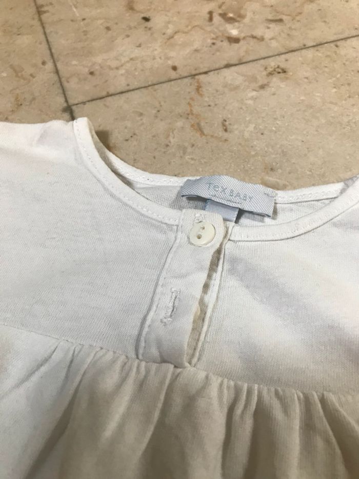 Tee-shirt blanc manches ballon 18 Mois - photo numéro 4