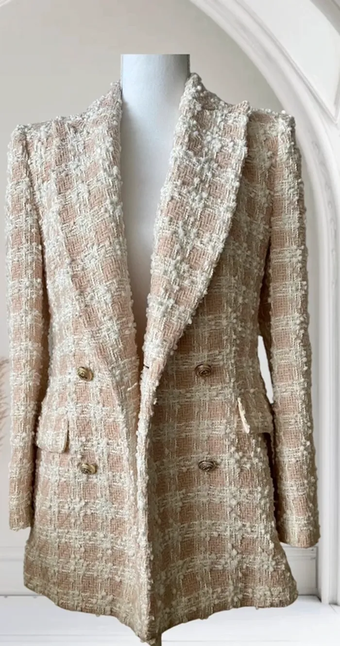 Veste blazer à carreaux texturée zara taille 36 - photo numéro 2