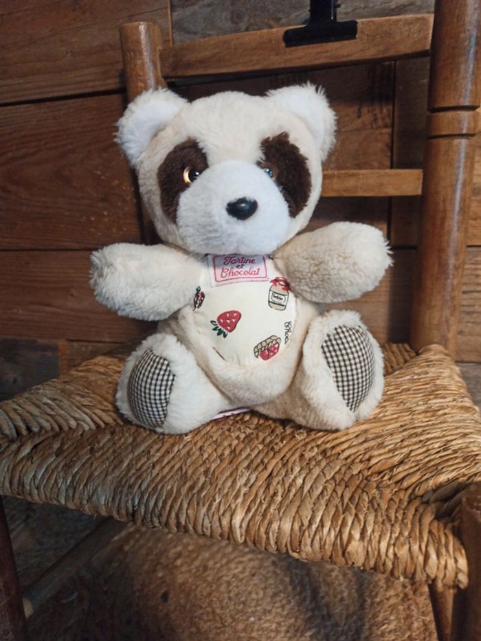 Peluche raton laveur tartine et chocolat tbe - photo numéro 2