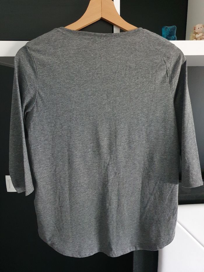 T-shirt gris manches mi-longues - photo numéro 4