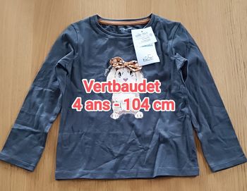 NEUF : t-shirt manches longues Vertbaudet 4 ans 104 cm