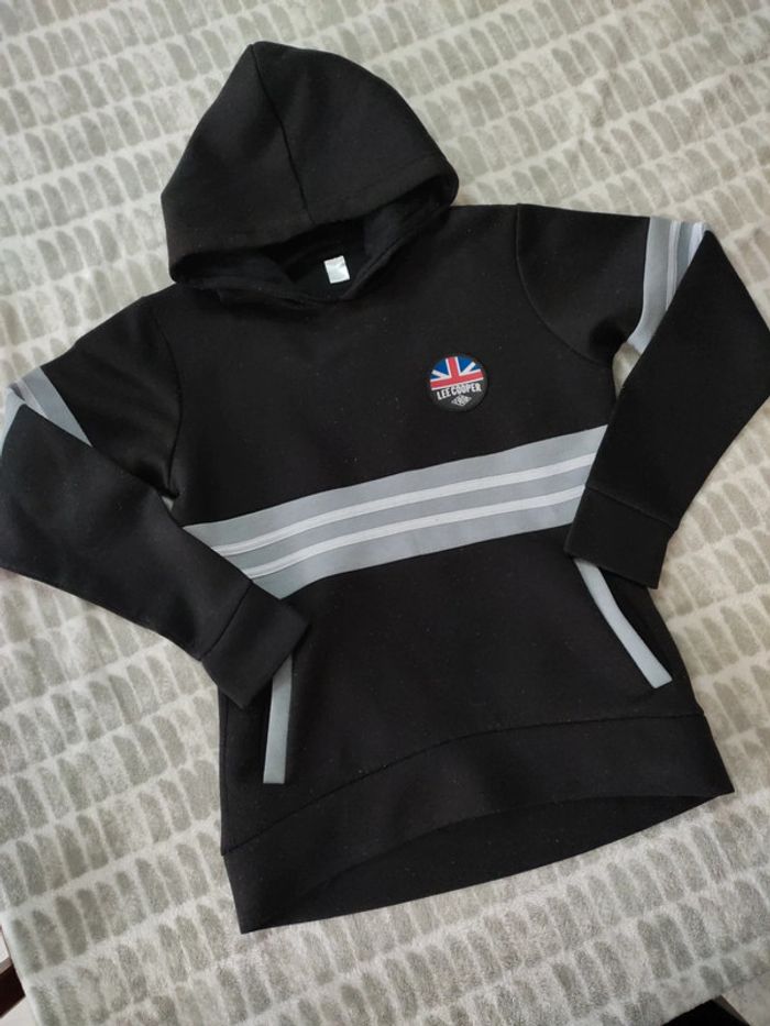 Sweat capuche noir et gris Lee Cooper taille s - photo numéro 2