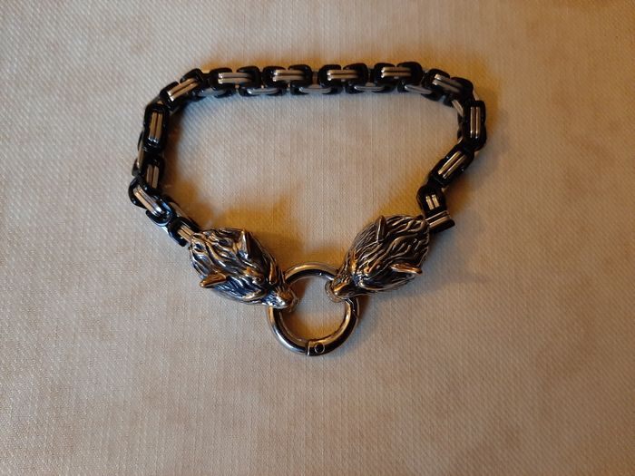 Bracelet Homme Tissé Double Tête de Loup - photo numéro 2