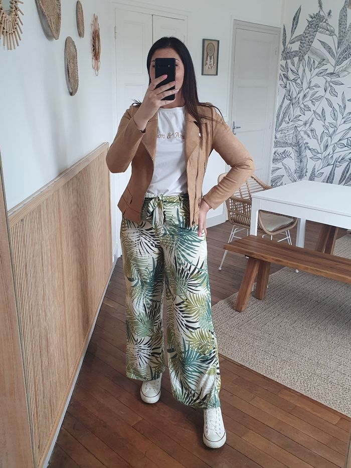 Pantalon fluide Ibiza vert/beige Taille S - photo numéro 2