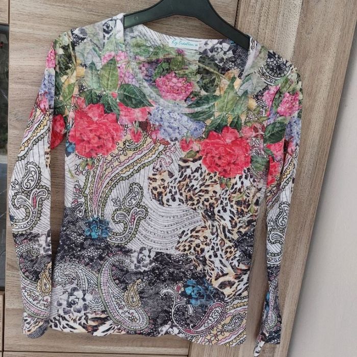 Ter shirt fleuri manches longues