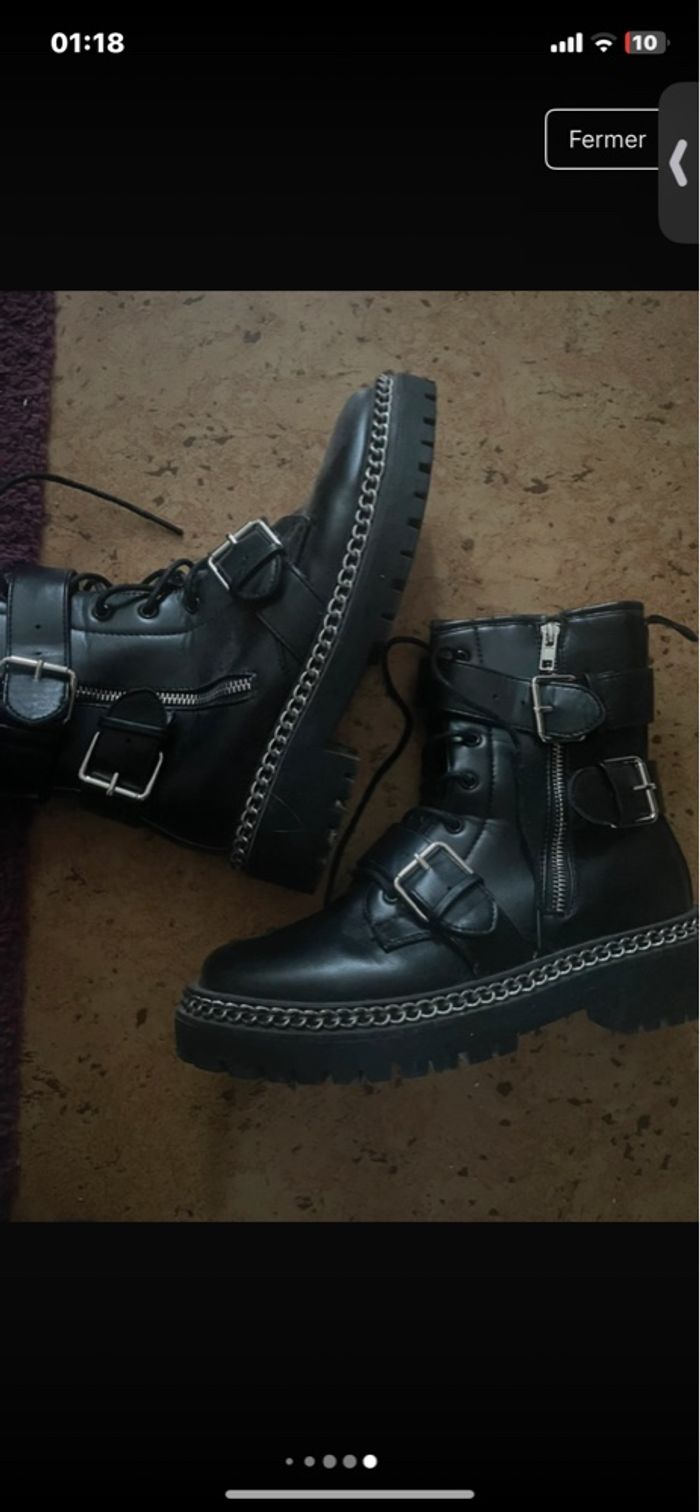 Botte / bottine taille 39 en cuir avec chaîne - photo numéro 5