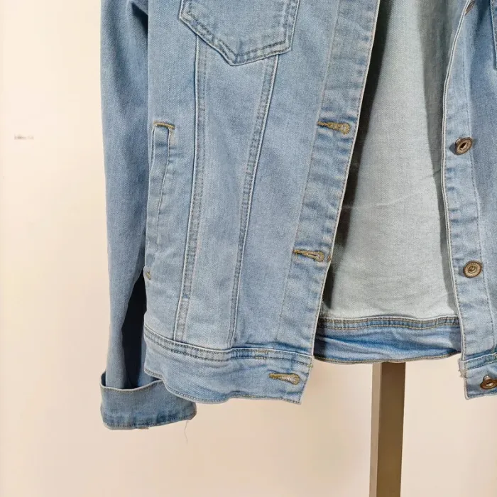 Veste en jean bleu clair style casual taille L (40) coupe droite A1081 - photo numéro 9