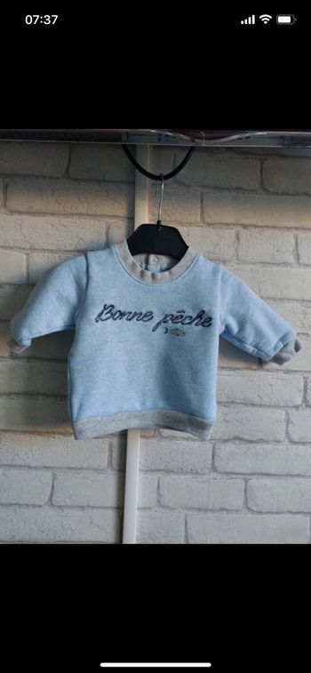 Sweat  Petit Bateau taille 3 mois