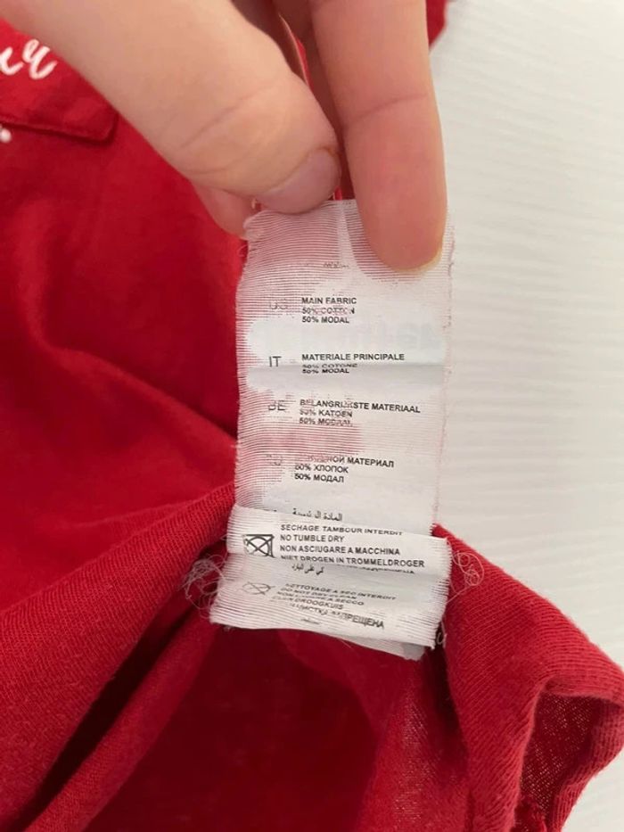 Haut t-shirt rouge léger fluide écritures blanches col rond manches courtes - photo numéro 6