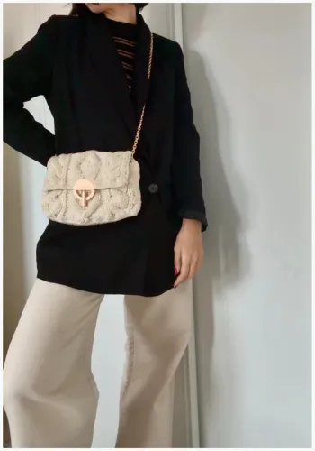 Sac Moon Vanessa Bruno blanc écru en laine - très bon état