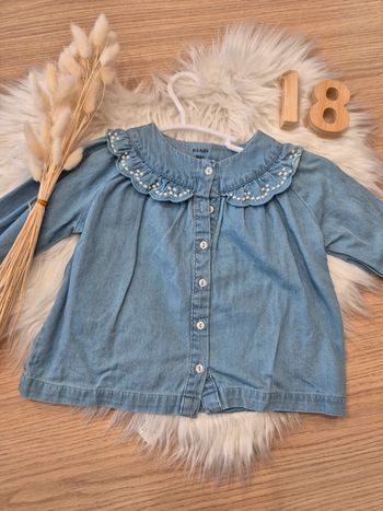 💙 Chemise en jeans avec col 18 mois