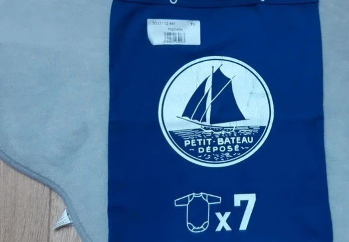 Pochon "petit bateau" bleu roi neuf avec étiquette - photo numéro 2