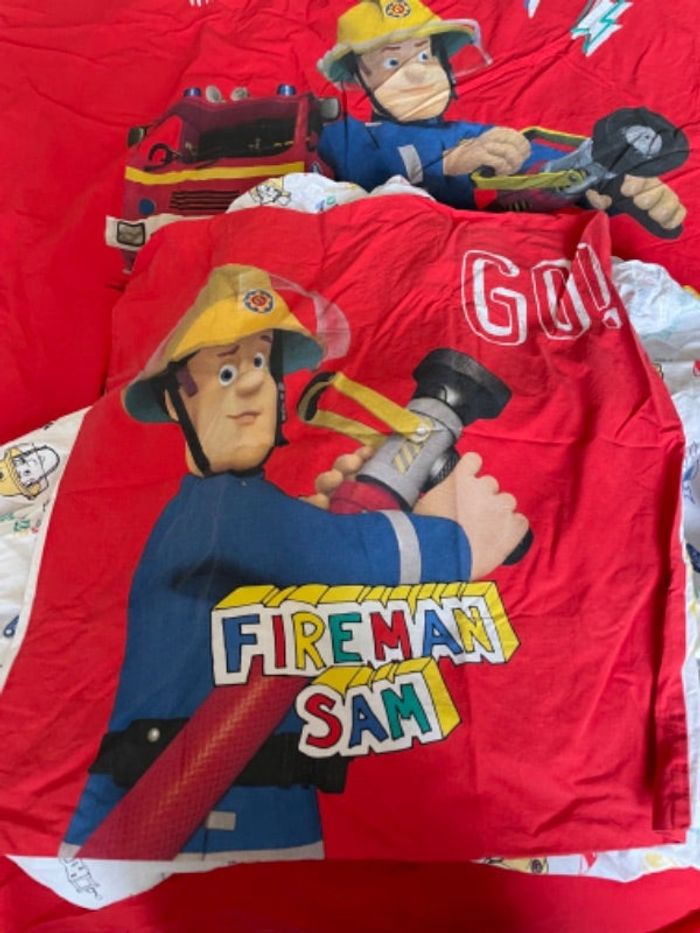Sam le pompier Housse de couette et drap housse et taie d’oreiller