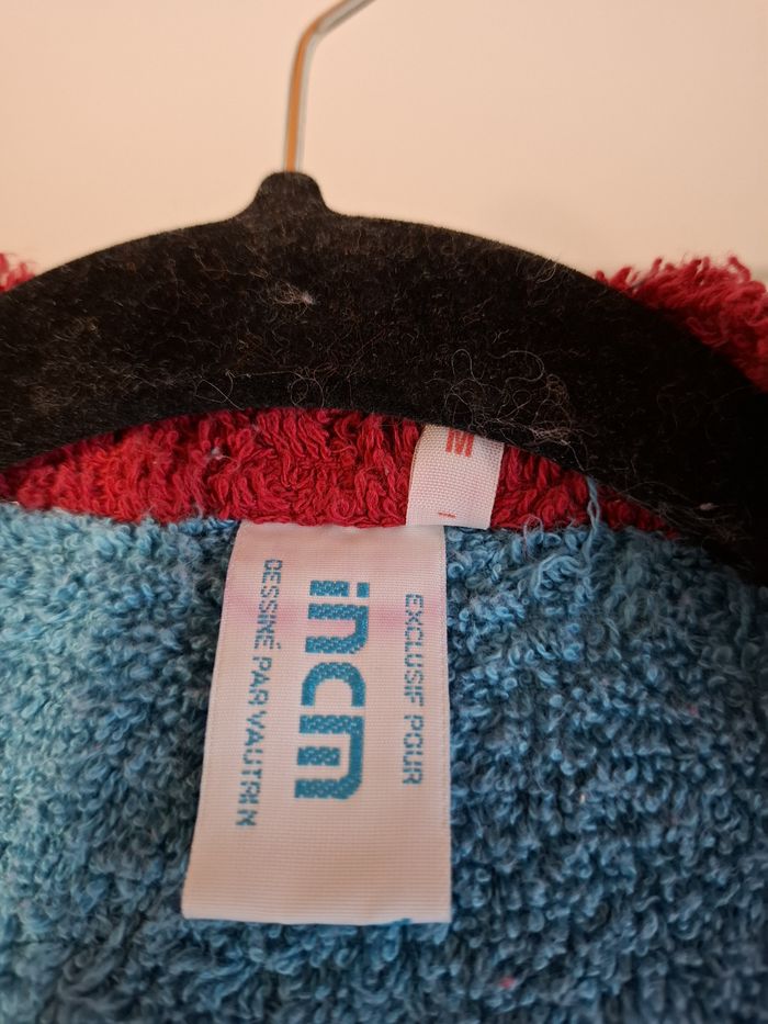 Joli peignoir de bain mixte INCM bicolore bleu/bordeaux M très bon état - photo numéro 2