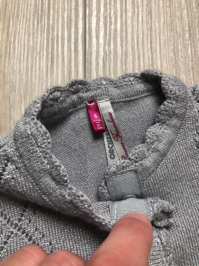 Gilet gris argenté Orchestra taille 6 mois - photo numéro 3