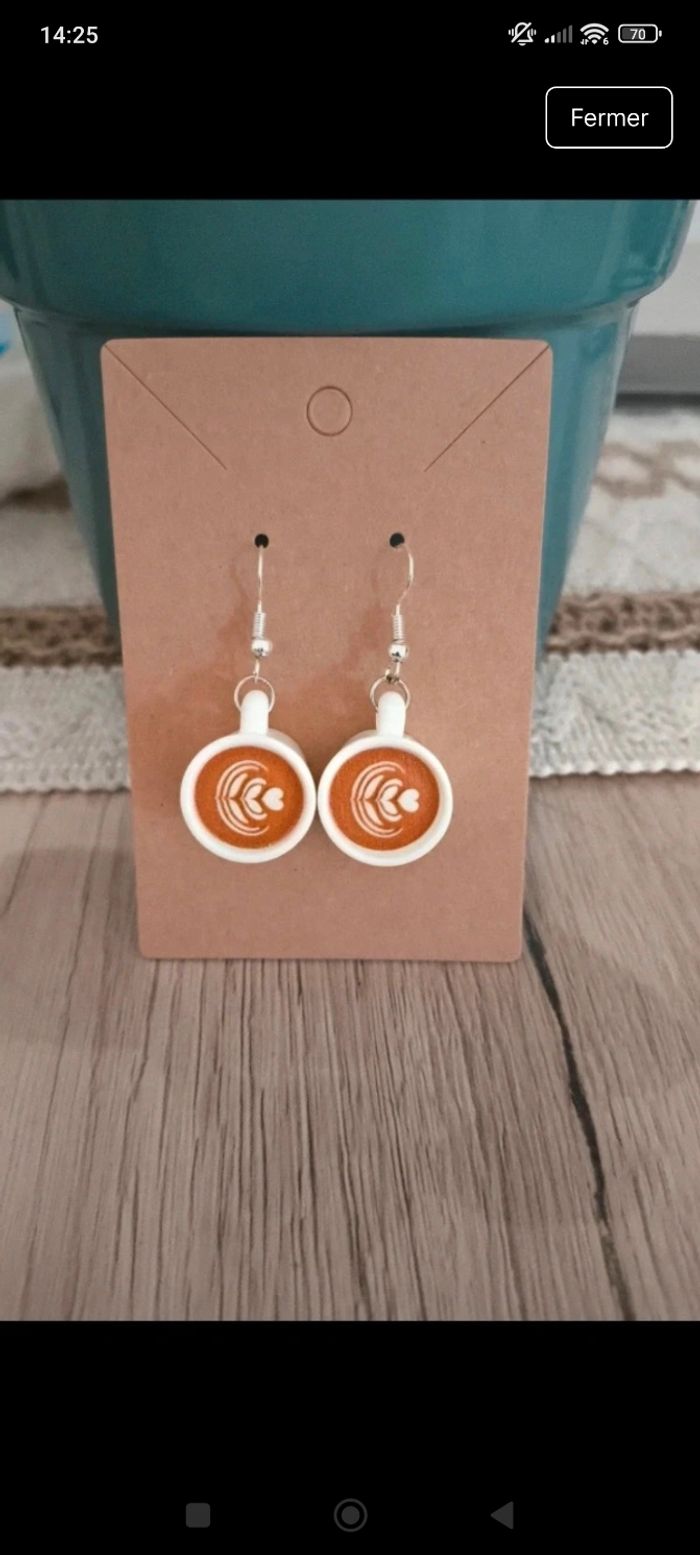 Boucles d'oreilles tasse a café