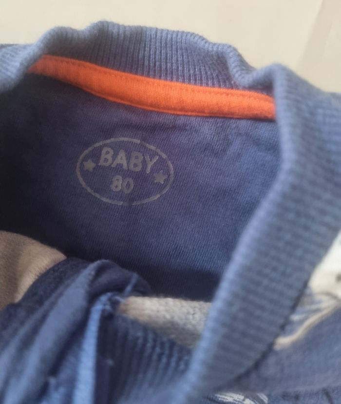 pyjama garçon 1 pièce zippé bleu et blanc taille 12 mois 80cm - photo numéro 2