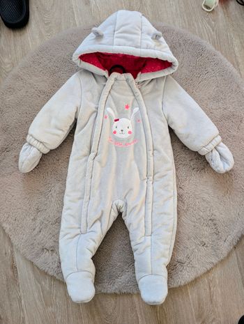 Combinaison pilote bébé fille 12 mois – grise doublée polaire – très bon état