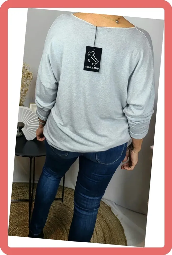 Top imprimé coeur, Taille Unique, Gris ou beige, Neuf avec étiquette - photo numéro 2