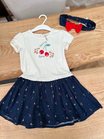 Ensemble orchestra porté une seule fois 36 mois 3 ans robe bandeau cerise