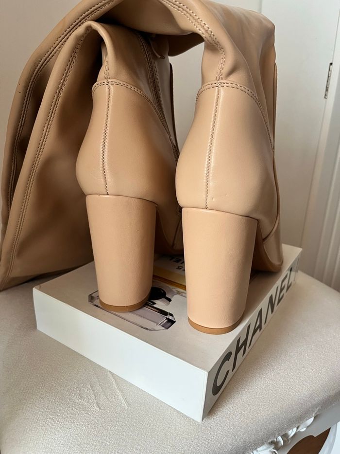 Cuissardes simili cuir abricot nude T39 Jean Industry TBE 👢 - photo numéro 5