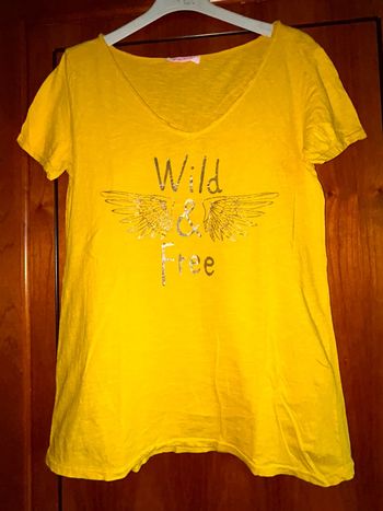 T-shirt jaune col v Made in Italy 38-40