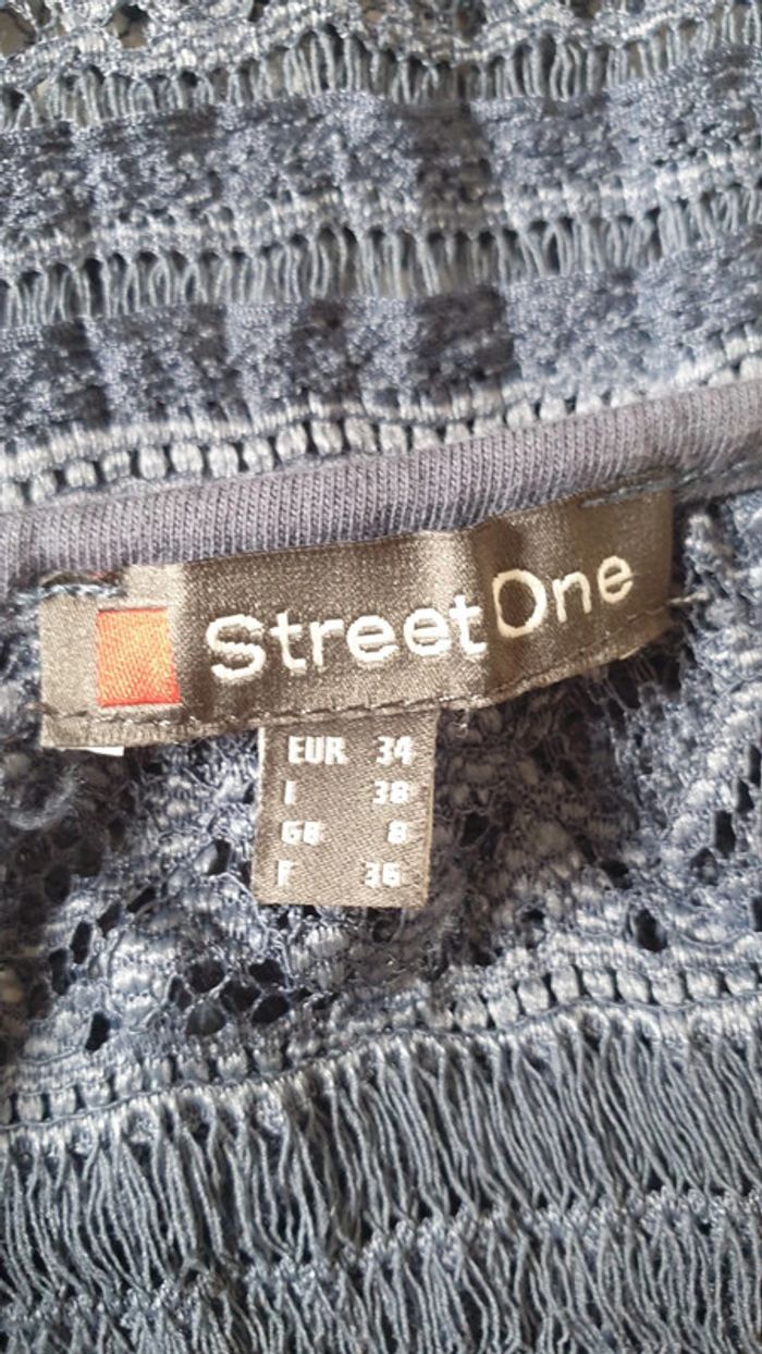 Haut femme manches longues sexy bleu transparent genre crochet taille 36 - photo numéro 5