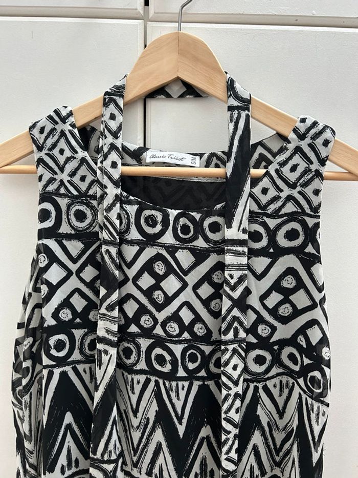 robe noir et blanche à motifs baroque avec ceinture - Classic tricot taille s/m - photo numéro 2