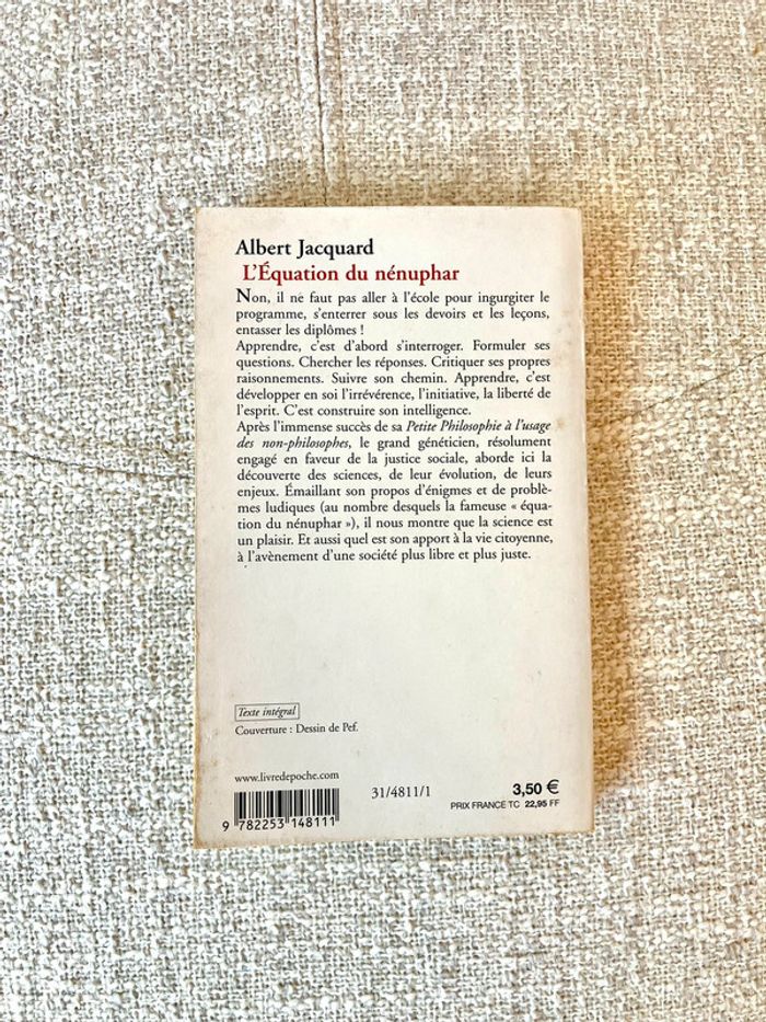 Livre L'équation du nénuphar : les plaisirs de la science de Albert Jacquard - Editions Calman-Levy - photo numéro 2