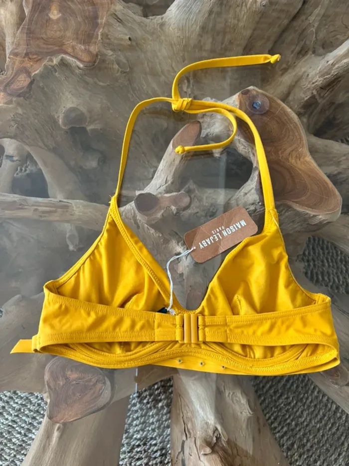 Haut de maillot de bain Maison Lejaby jaune Moutarde clous ananas - photo numéro 2