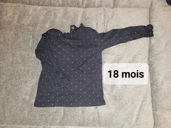 T-shirt fille bleu à pois